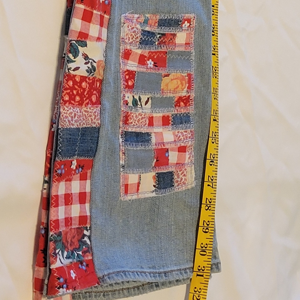 Upcycled Boho Americana Patchwork Altered Jeans S… - image 7